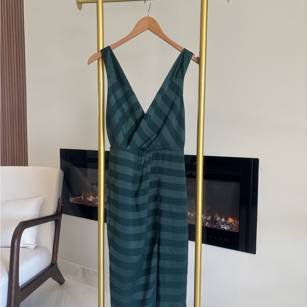 Reiss Green Striped Midi Dress